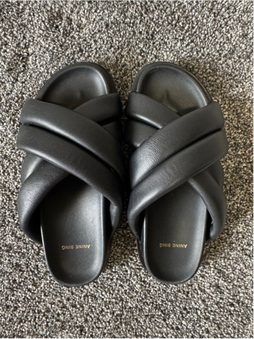 Anine Bing Women's Lizzie Slider Sandals in Black Size 36/6 - Picture 11 of 15